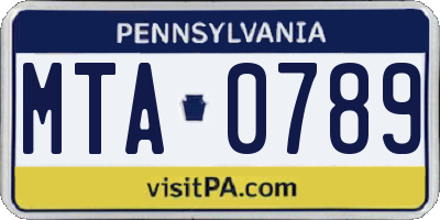 PA license plate MTA0789