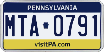 PA license plate MTA0791