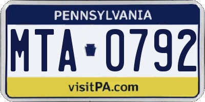 PA license plate MTA0792