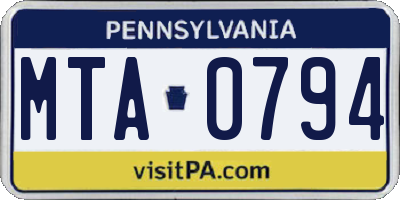 PA license plate MTA0794