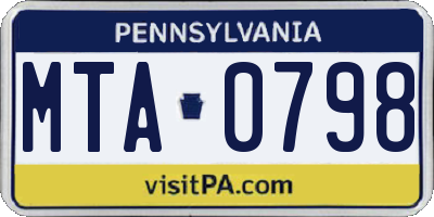 PA license plate MTA0798