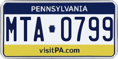 PA license plate MTA0799