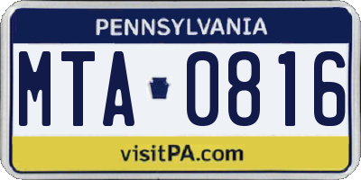 PA license plate MTA0816