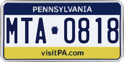 PA license plate MTA0818