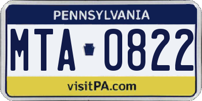PA license plate MTA0822