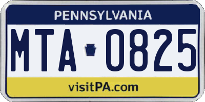 PA license plate MTA0825