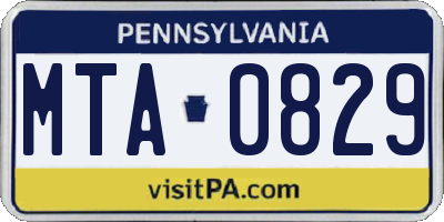 PA license plate MTA0829