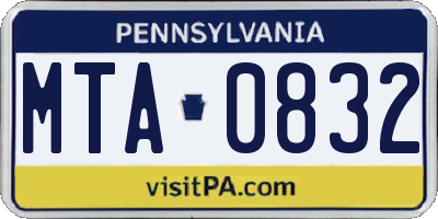 PA license plate MTA0832