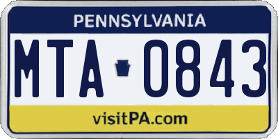 PA license plate MTA0843