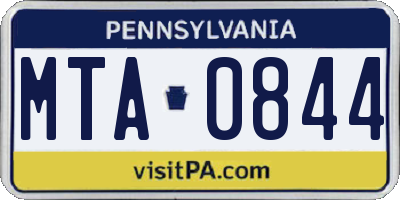 PA license plate MTA0844