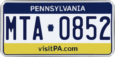 PA license plate MTA0852