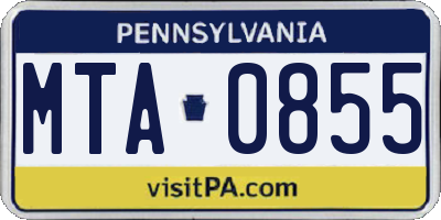 PA license plate MTA0855