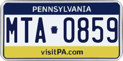PA license plate MTA0859