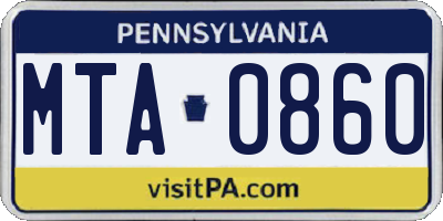 PA license plate MTA0860