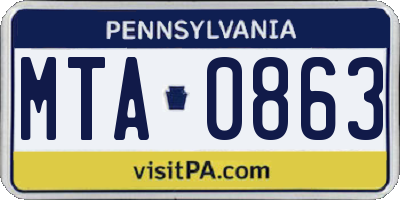 PA license plate MTA0863