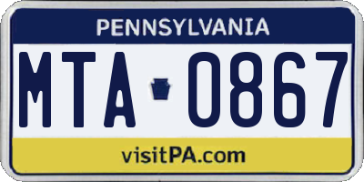 PA license plate MTA0867