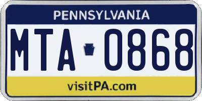 PA license plate MTA0868