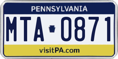PA license plate MTA0871