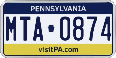 PA license plate MTA0874