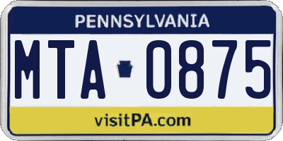 PA license plate MTA0875