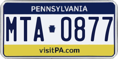 PA license plate MTA0877