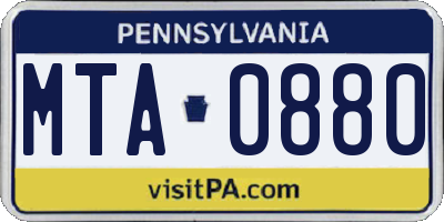 PA license plate MTA0880