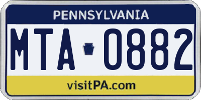 PA license plate MTA0882