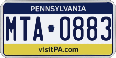 PA license plate MTA0883