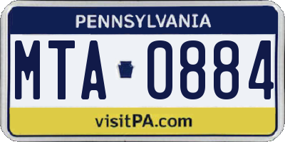 PA license plate MTA0884