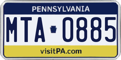 PA license plate MTA0885