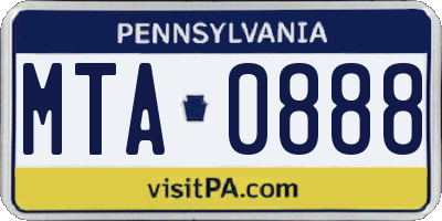 PA license plate MTA0888