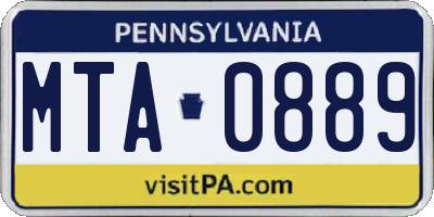 PA license plate MTA0889