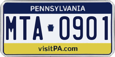 PA license plate MTA0901