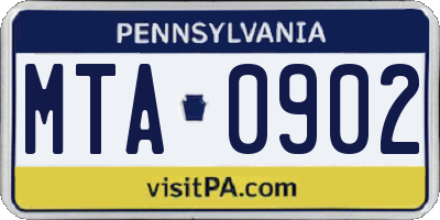 PA license plate MTA0902