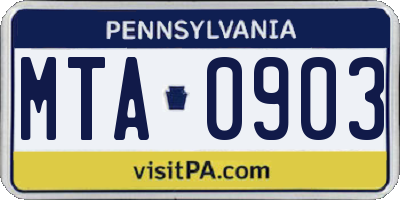 PA license plate MTA0903
