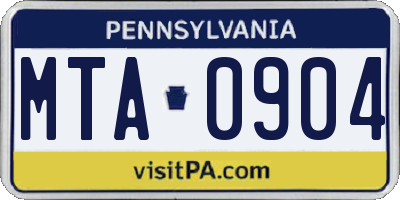 PA license plate MTA0904