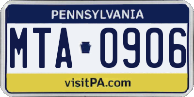PA license plate MTA0906