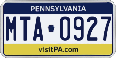 PA license plate MTA0927