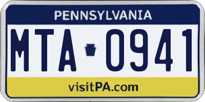 PA license plate MTA0941