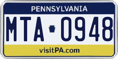 PA license plate MTA0948