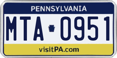 PA license plate MTA0951