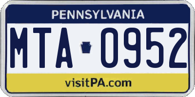PA license plate MTA0952