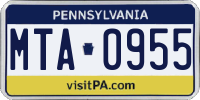 PA license plate MTA0955