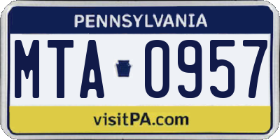 PA license plate MTA0957