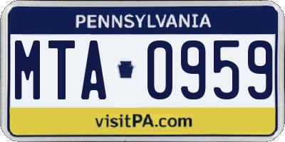 PA license plate MTA0959