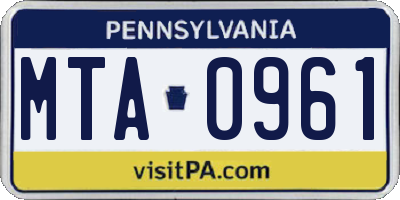 PA license plate MTA0961