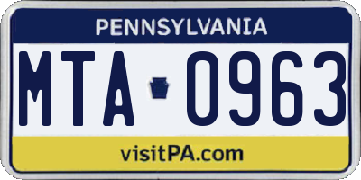 PA license plate MTA0963