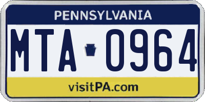 PA license plate MTA0964