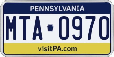 PA license plate MTA0970