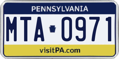 PA license plate MTA0971